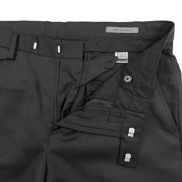 John Varvatos Pants Mens 34x30 Black Flat Front Straight Leg Wool Office Work - Picture 3 of 12
